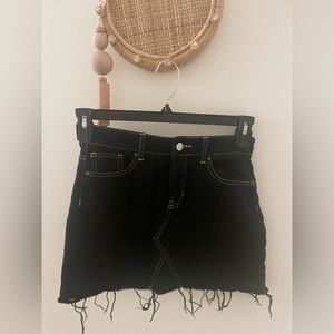 Pacsun Black Mini Jean Skirt With White Stitching